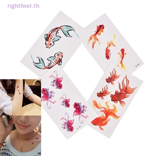 Rightfeel.th สติกเกอร์รอยสักชั่วคราว ลายสัตว์ ปลาทอง กันน้ํา สําหรับผู้หญิง