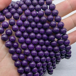 4/6/8/10/12 มม. ธรรมชาติ สังเคราะห์ สีม่วง มาซาน หยก กลม หลวม ลูกปัด Diy เครื่องประดับสร้อยข้อมือ สร้อยคอ จับคู่
