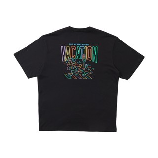  พิมพ์ลาย The Neverending Vacation Oversized T-Shirt - สีดำ