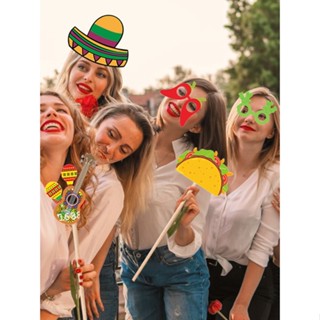 24pcs Wedding Birthday Selfie Funny Party Decorations Hawaiian Carnival Graduation Mexican Fiesta Photo Prop