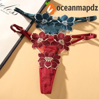 OCEANMAPDZ กางเกงชั้นใน ปักลายดอกไม้ สีโปร่งใส สําหรับผู้หญิง