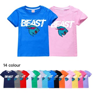 เสื้อยืดแขนสั้น พิมพ์ลาย Mr Wolf Beast Lightning แฟชั่นฤดูร้อน สําหรับเด็กผู้ชาย และเด็กผู้หญิง