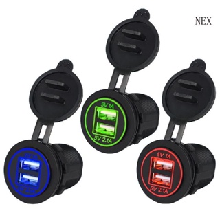 Nex 12V-24V 2 พอร์ต USB ที่ชาร์จในรถยนต์ อะแดปเตอร์ซ็อกเก็ตแยก