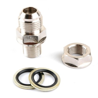 ⚡READYSTOCK⚡Oil Pan Adaptor Silver Adapter fitting kit W/ nut 10 AN To M18x1.5mm Turbo