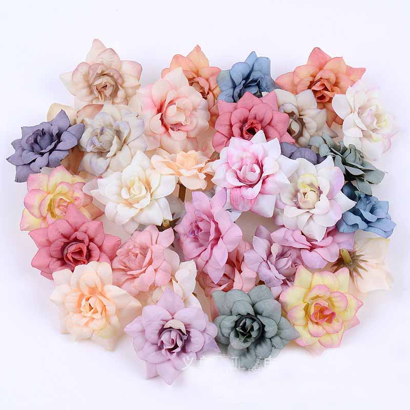 ดอกกุหลาบประดิษฐ์ ผ้าไหม DIY สําหรับตกแต่งกล่องของขวัญ