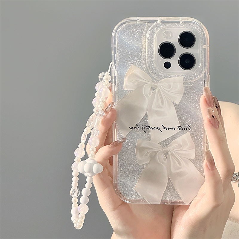 เคสโทรศัพท์มือถือ ลายโบว์ สีขาว สําหรับ iphone15 14promax 13 12 11 XR XS X XSMAX 7 8PLUS-HY - รูปที่ 2