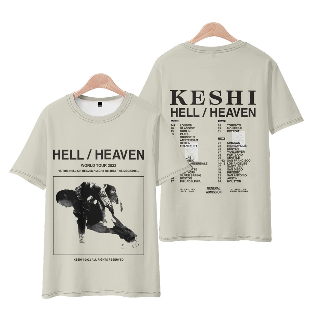 [S-5XL]【HOT】เสื้อยืด Keshi The Hell/Heaven Tour Merch 2022 Crewneck Short Sleeve Tee Women Men's Tsh