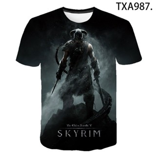 เสื้อยืด พิมพ์ลายเกม The Elder Scrolls V Skyrim สไตล์ฮาราจูกุ 2Xs5Xl