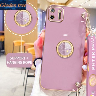 เคสโทรศัพท์มือถือ ลายต้นไม้ Gloden พร้อมขาตั้ง และสายคล้อง สําหรับ OPPO Realme C11 2020