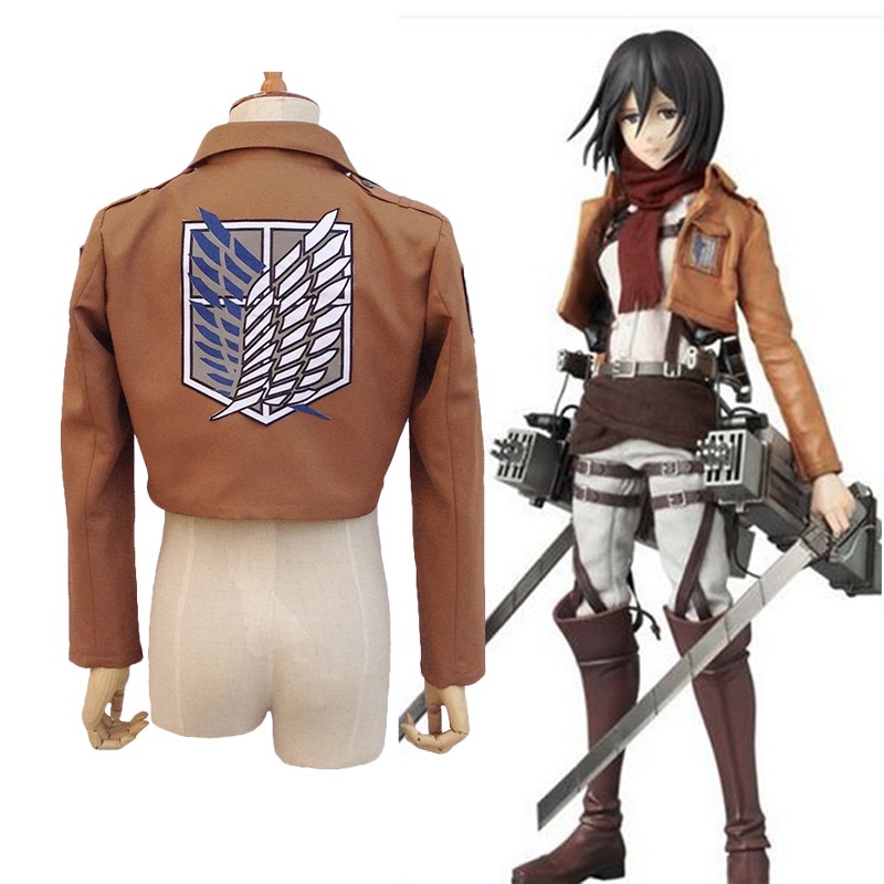 Outerwear Attack On Titan คอสเพลย์ Shingeki No Kyojin คอสเพลย์แจ็คเก็ตญี่ปุ่นอะนิเมะสีน้ําตาลเสื้อผ้าผู้หญิงผู้ใหญ่เสื้อเครื่องแบบสูทฮาโลวีนเครื่องแต่งกายคริสต์มาสอะนิเมะ Cos
