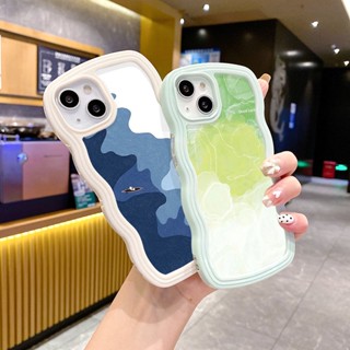 เคสโทรศัพท์มือถือซิลิโคน TPU นิ่ม กันฝุ่น กันกระแทก ลายคลื่นทะเลสาบ สีน้ํา สําหรับ iPhone 14 13 12 11 Promax 6 6S 7 8 Plus X XR XSMax SE