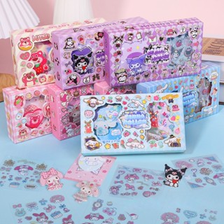 Sanrio เข็มกลัดสติกเกอร์ Kuromi Lotso จี้ 6 แผ่น สติกเกอร์ใส กล่องของขวัญ