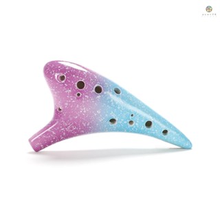 Pcex) เครื่องดนตรีเซรามิก Ocarina Alto C Starry Style 12 หลุม พร้อมเชือกเส้นเล็ก สําหรับคนรักดนตรี และผู้เรียน