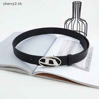 [cherry2] เข็มขัดหนัง Pu หัวเข็มขัดโลหะ ทรงวงรี ลายตัวอักษร D สไตล์วินเทจ แฟชั่นสําหรับผู้หญิง ผู้ชาย [TH]