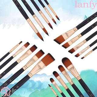 LANFY แปรงทาสีน้ํามัน ด้ามจับไม้ คุณภาพสูง สําหรับศิลปิน