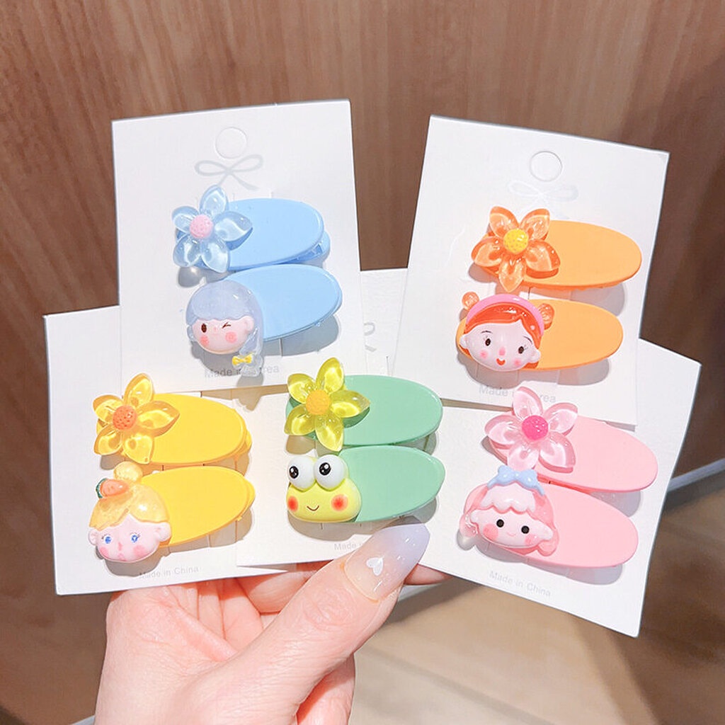 MYPINK กิ๊บติดผม สีหวาน ดอกไม้ การ์ตูน แพ็ก 2ชิ้น