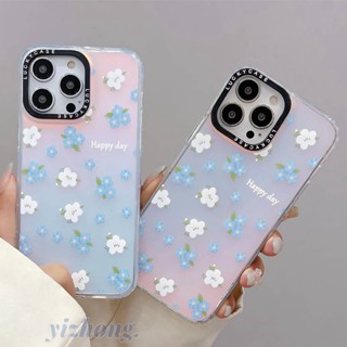 เคสโทรศัพท์มือถือแบบนิ่ม TPU กันกระแทก กันรอย กันฝุ่น ลายดอกไม้สีฟ้า ขาว สําหรับ iphone 11 14 Pro Max 13 12P X XR