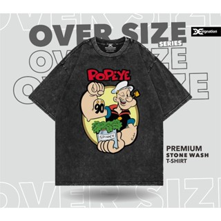 POPEYE เสื้อยืดลําลอง แขนสั้น โอเวอร์ไซซ์ ลายการ์ตูน Stone Wash OLIVE OIL Brutus CARTOON Distro โอเวอร์ไซซ์ S-5XL