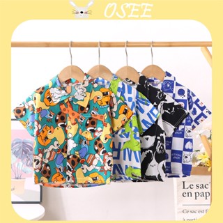 [Osee] เสื้อเชิ้ตแขนสั้น คอปก พิมพ์ลายดอกไม้ แฟชั่นฤดูร้อน สําหรับเด็กผู้ชาย และเด็กผู้หญิง