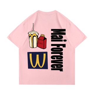 C2kayou เสื้อยืดแขนสั้น พิมพ์ลาย McDonalds แฟชั่นฤดูร้อน สไตล์สตรีท สําหรับผู้ชาย