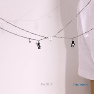 Fancy สร้อยคอ จี้แม่เหล็ก รูปนักบินอวกาศ ดาว หัวใจ สร้างสรรค์ เครื่องประดับ สําหรับคู่รัก มิตรภาพ