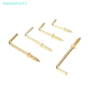 Habitatport ตะขอแขวนแก้ว รูปตัว L สกรูมุมขวา 5 แบบ โลหะผสมเหล็กคาร์บอน สีเหลือง ทอง 20 ชิ้น