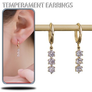 Luxury Women Wedding Hoop Drop Earrings Gold Plated Cubic Zirconia Jewelry