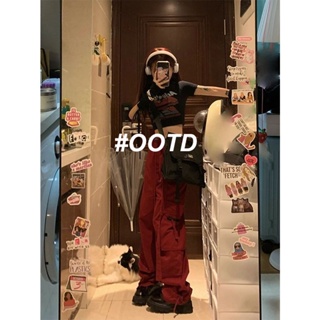  OOTD SHOP กางเกงขายาว คาร์โก้ กางเกง ผู้หญิงแฟชั่นเกาหลี  ทันสมัย Comfortable High quality Trendy A20M065 36Z230909