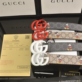 Gucci เข็มขัดเซรามิค พิมพ์ลายมิกกี้เมาส์ สไตล์วินเทจ สําหรับผู้ชาย