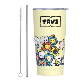 Truz Friends แก้วกาแฟ พร้อมหลอดดูด 20 ออนซ์ PS ด้านใน 304 ด้านนอก 201 สําหรับรถยนต์