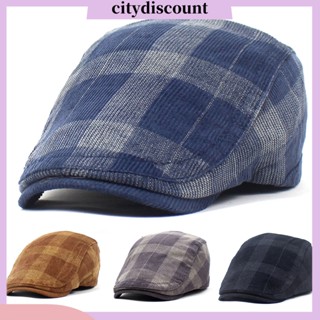 &lt;citydiscount&gt; หมวกเบเร่ต์ แบบนิ่ม ลายสก๊อต ให้ความอบอุ่น ระบายอากาศ สไตล์เรโทร เหมาะกับฤดูใบไม้ร่วง ฤดูหนาว สําหรับผู้ชาย