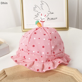 [Dhin] Spring Autumn Thin Cartoon Bucket Hat Cute Dot Print Infant Bucket Cap Sweet Princess Bowknot Newborn Beanie Caps COD