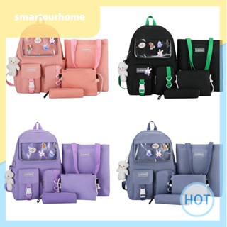 Kawaii Mochila กระเป๋าเป้สะพายหลัง กระเป๋าสะพายไหล่ กระเป๋านักเรียน ลําลอง สําหรับวัยรุ่นผู้หญิง 4 ชิ้น