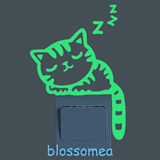 Blossomea สติกเกอร์ติดผนัง ลายแมวเลื่อน มีกาวในตัว สามสี สําหรับตกแต่งบ้าน