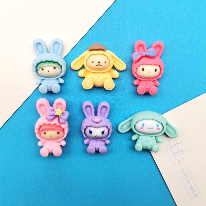 อุปกรณ์เรซิน diy diy การ์ตูน Cross-Dressing กระต่าย Big-Eared สุนัขครีมกาวเคสโทรศัพท์ Headdress Hairpin ถ้วยน้ําสติกเกอร์ตกแต่ง