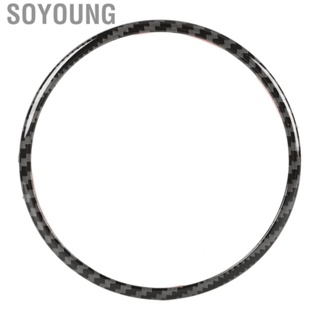 Soyoung Steering Wheel Emblem Ring Trim Carbon Fiber Look Scratch Free Decorative Easy Installation for CX‑3 CX‑5