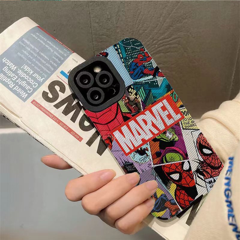 IPhone กรณีการ์ตูน Spider Man หนังสําหรับ iPhone 11 12 13 14 Pro MAX 7 8 Plus 12Pro X XR XS MAX SE 16 17 14Plus กรณีซิลิโคน Super Protector นุ่มกันกระแทกปกหลัง