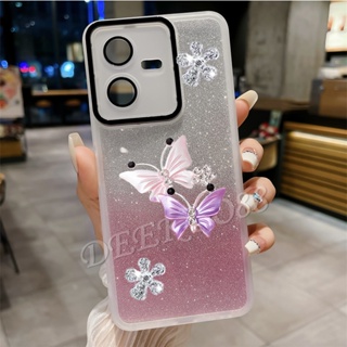 เคสโทรศัพท์มือถือ TPU แบบนิ่ม ลายผีเสื้อ 3D กันกระแทก สําหรับ VIVO Y36 Y35 Y22 Y22S Y16 Y02 Y02T Y02A Y78 V23E V27e 5G 4G Y36