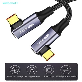 [WillbehotT] สายชาร์จ USB C เป็น C 90 องศา PD240W QC3.0 48V5A 480Mbps Type-C ชาร์จเร็ว สําหรับโทรศัพท์ คอมพิวเตอร์ [ใหม่]