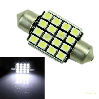 Treeling หลอดไฟแคนบัส LED 16 ดวง 1210 SMD 12V 36 มม. สีขาว สําหรับติดรถยนต์