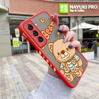 เคสโทรศัพท์มือถือ ซิลิโคนแข็ง ขอบสี่เหลี่ยม กันกระแทก ลายการ์ตูนหมีน่ารัก แฟชั่น สําหรับ Samsung S22 Plus S22 Ultra 5G S23 Plus 5G S23 Ultra 5G