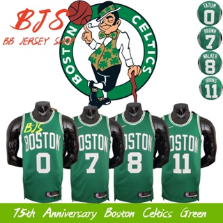 【BJS �� หมายเลขครบรอบ 75 ปี เสื้อกีฬาบาสเก็ตบอล 0Tatum Boston Celtics สีเขียว