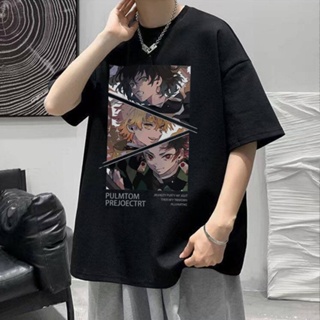 เสื้อยืดแขนสั้นAnime Demon Slayer short-sleeved T-shirt male anime cartoon fashion short-sleeved T-shirt newS-5XL