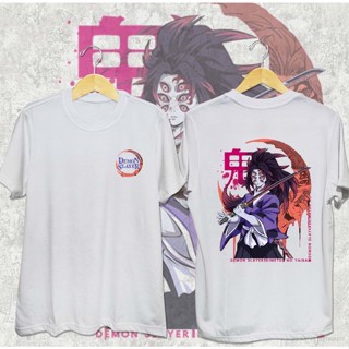 เสื้อยืดพิมพ์ลายลําลอง พิมพ์ลายกราฟฟิคการ์ตูนอนิเมะ Kokushibo Demon Slayer ทรงหลวม สไตล์ฮาราจูกุ สําหรับผู