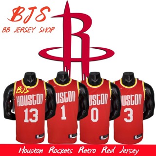 【BJS �� จรวดฮูสตัน เลขที่ เสื้อกีฬาบาสเก็ตบอล สีแดง สไตล์เรโทร 13 ฮาร์ด