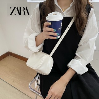 Zara กระเป๋าสะพายไหล่ หนังแว็กซ์น้ํามัน ขนาดเล็ก เข้ากับทุกการแต่งกาย