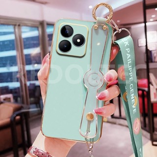 เคส Realme C53 6D สายรัดข้อมือเคสโทรศัพท์พร้อมสายคล้องไหล่แบบยาวกระเป๋าสะพายข้างพร้อมตัวป้องกันกล้อง