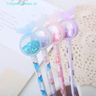 Trillioncatalpa ปากกาเจลใส 0.5 มม. ลายผีเสื้อ ประดับเลื่อม สําหรับเครื่องเขียน
