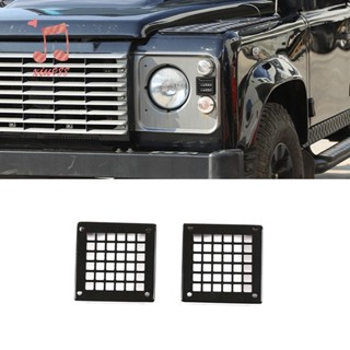 ฝาครอบไฟหน้ารถยนต์ แบบโลหะ สีดํา สําหรับ Land Rover Defender 90 110 130 2004-2019 2 ชิ้น