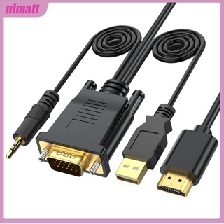 Ni Vga To Hdmi- สายอะแดปเตอร์แปลงเสียง 1080p สําหรับคอมพิวเตอร์ แล็ปท็อป โปรเจคเตอร์